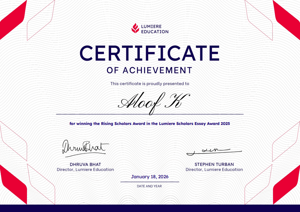 Rising Scholars Award in the Lumiere Scholars Essay Award 2025